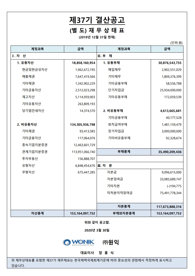 제37기 결산공고 [첨부 이미지1]